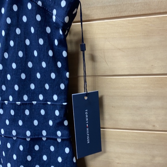 NWT Tommy Hilfiger MIDI Bodycon Navy and White Polka Dot Dress - Picture 5 of 7